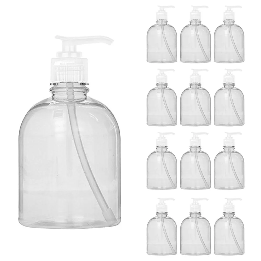 12 Liquid Soap Dispenser Pump Lotion Refillable Empty Bottle Plastic Jar 12 oz