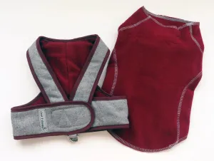 2 PC SET Burgundy Flannel Set Step N Go Harness and Sweater