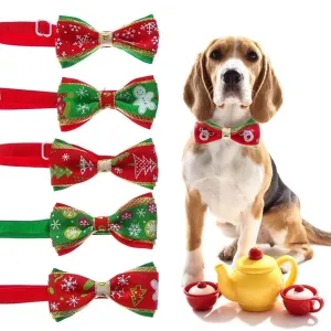 Adjustable Christmas Bowknot Collar for Dog Grooming