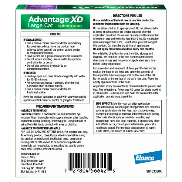 Advantage XD Large Cat Flea Prevention & Treatment For Cats