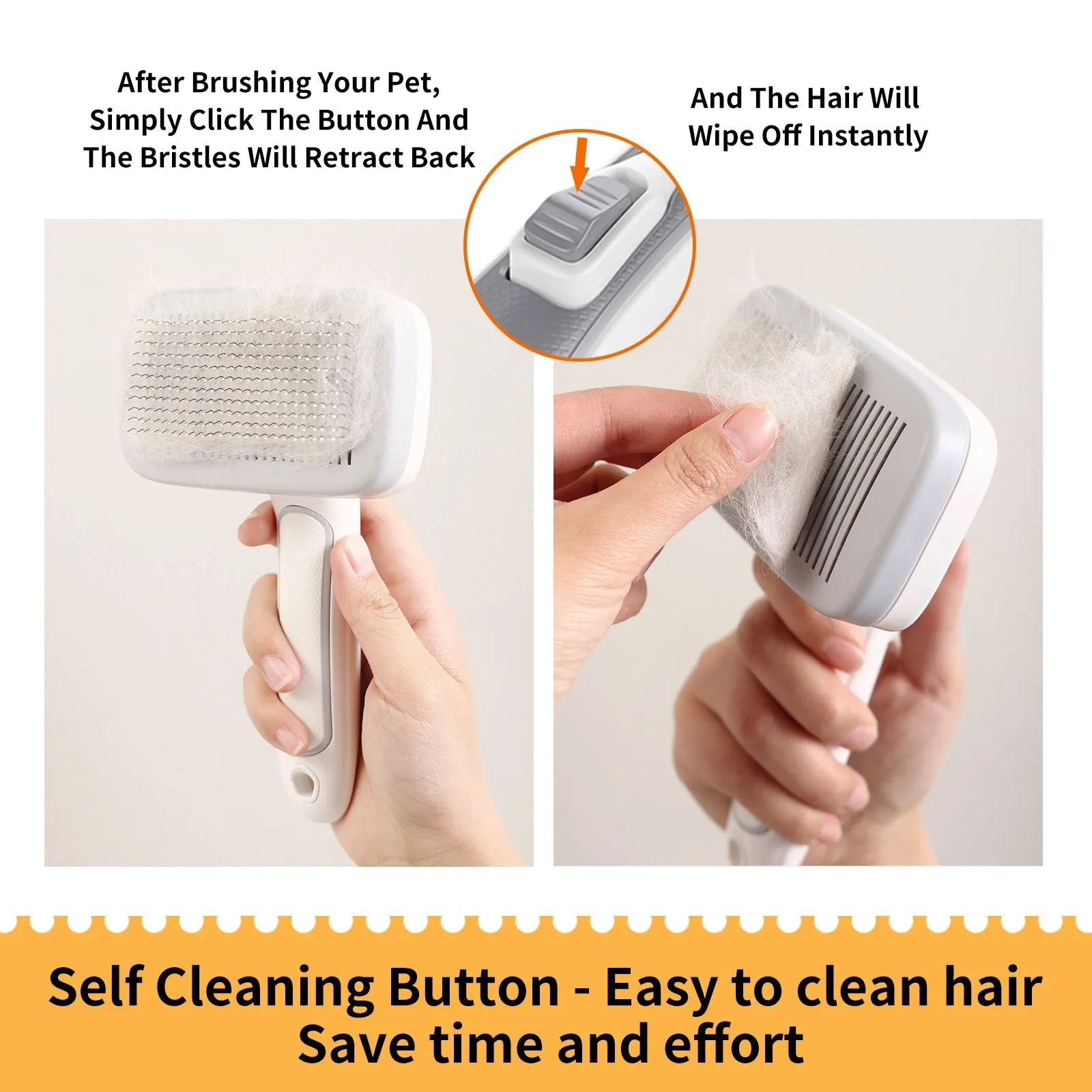 Aiitle Pet Easy Self-Cleaning Brush for Shedding and Grooming White
