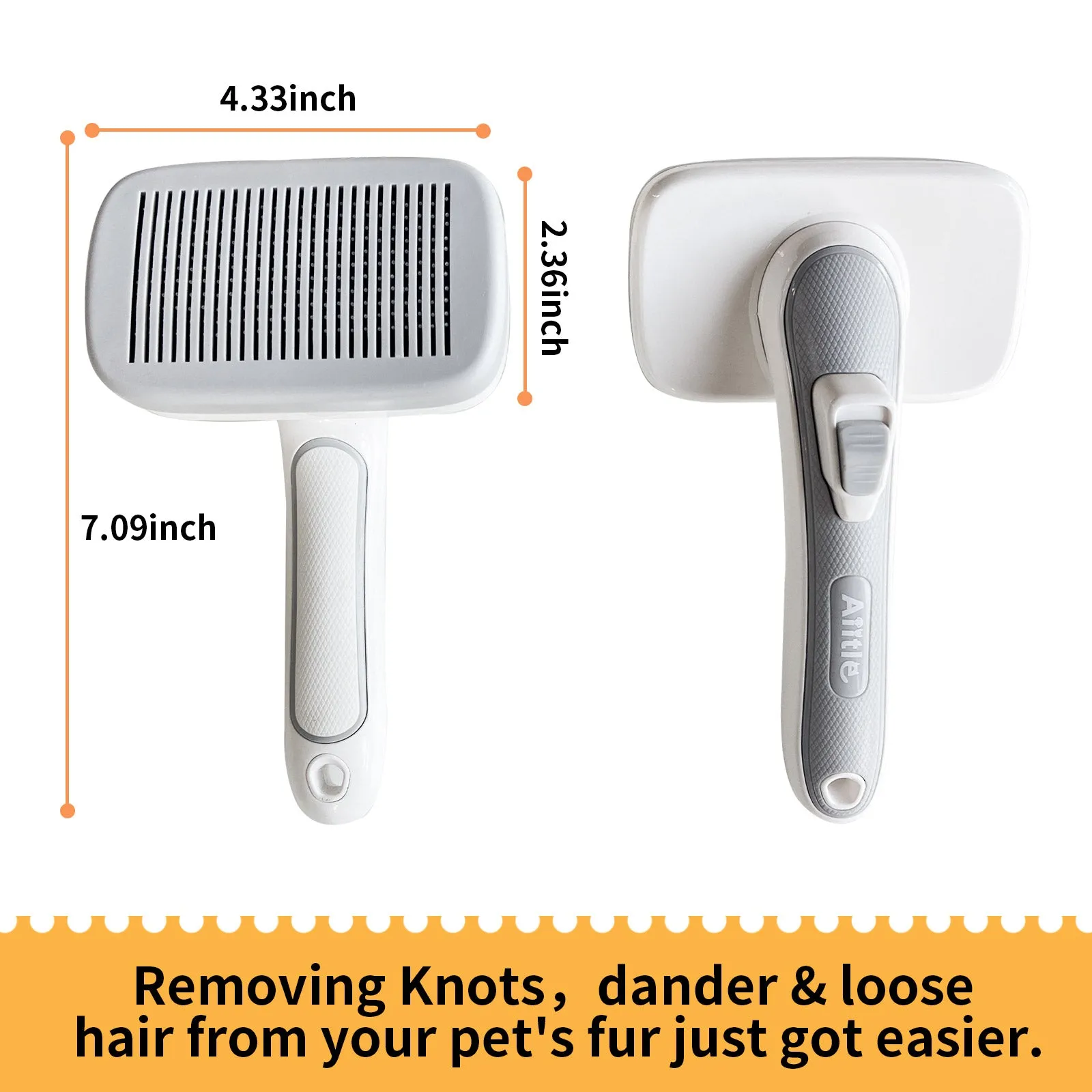 Aiitle Pet Easy Self-Cleaning Brush for Shedding and Grooming White