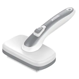 Aiitle Pet Easy Self-Cleaning Brush for Shedding and Grooming White