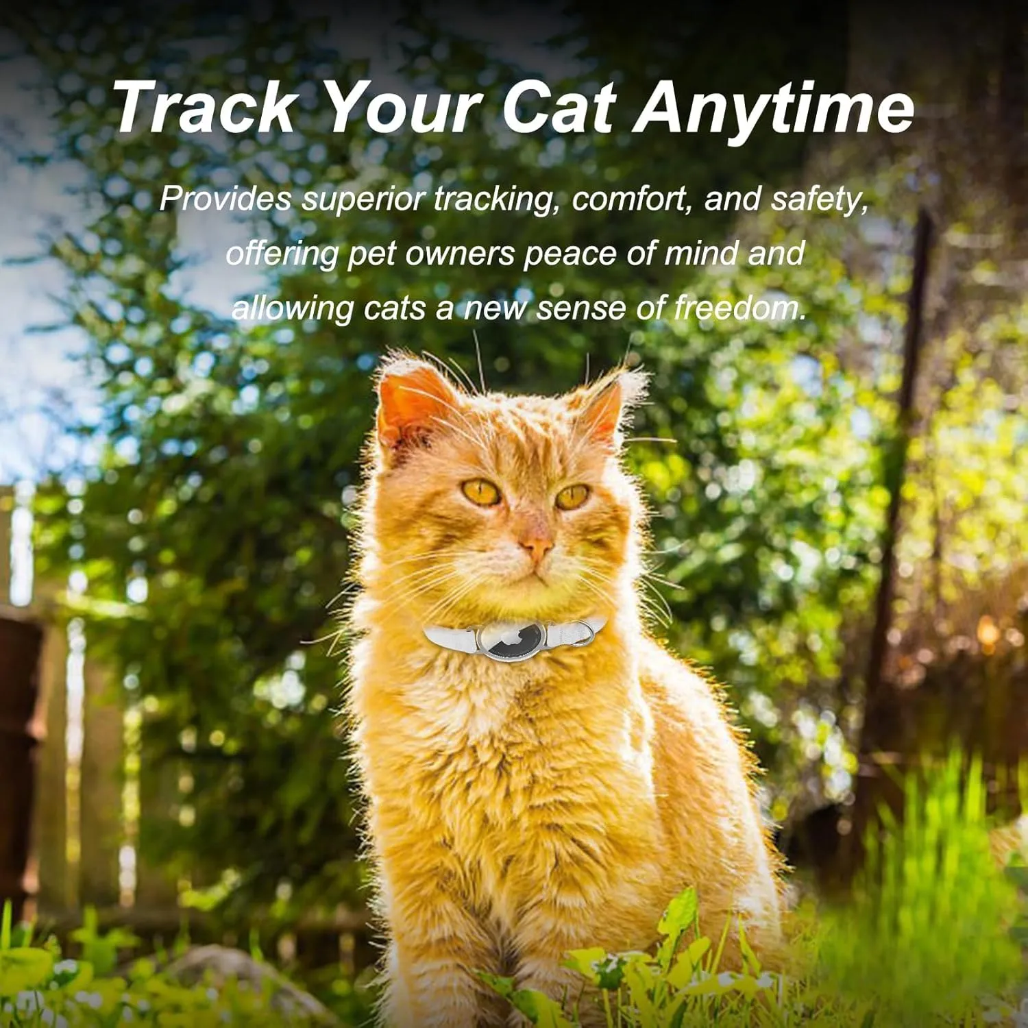 AirTag Cat Collar,Ultra Elastic Cat Tracker Collar with Apple Air Tag Holder, [Lightweight][Scratch Resistant] Stepless Adjustable GPS Pet Collar for Cats Kittens (White)