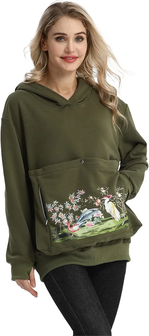 ALYC Cat Dog Carrier Hoodie Big Pet Pouch Sweatshirt Puppy Kitten Holder Pullover Top Graphic Print Kangaroo Hoodies