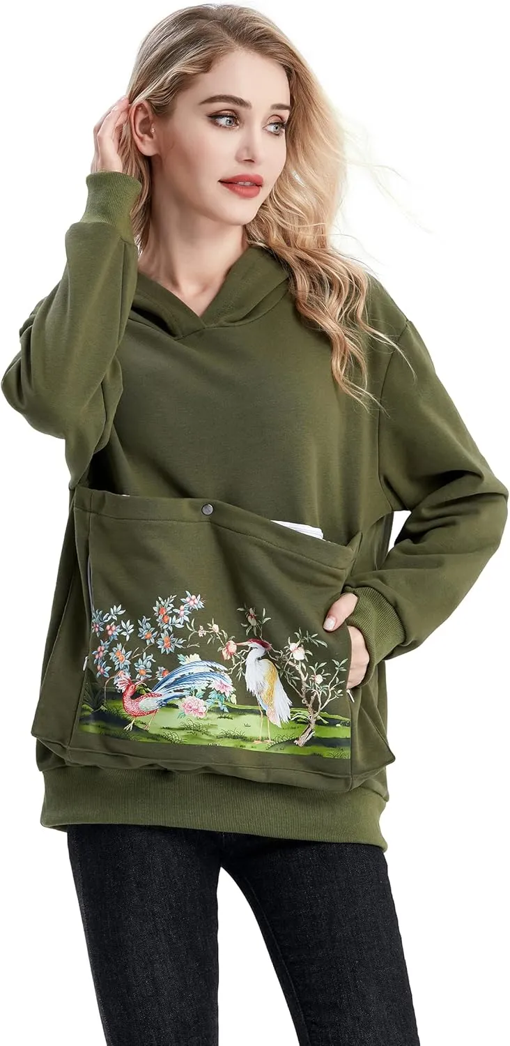 ALYC Cat Dog Carrier Hoodie Big Pet Pouch Sweatshirt Puppy Kitten Holder Pullover Top Graphic Print Kangaroo Hoodies