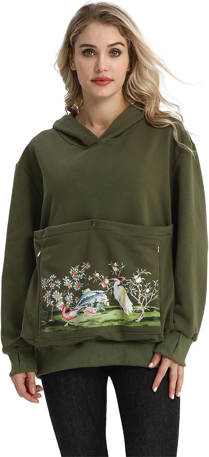 ALYC Cat Dog Carrier Hoodie Big Pet Pouch Sweatshirt Puppy Kitten Holder Pullover Top Graphic Print Kangaroo Hoodies