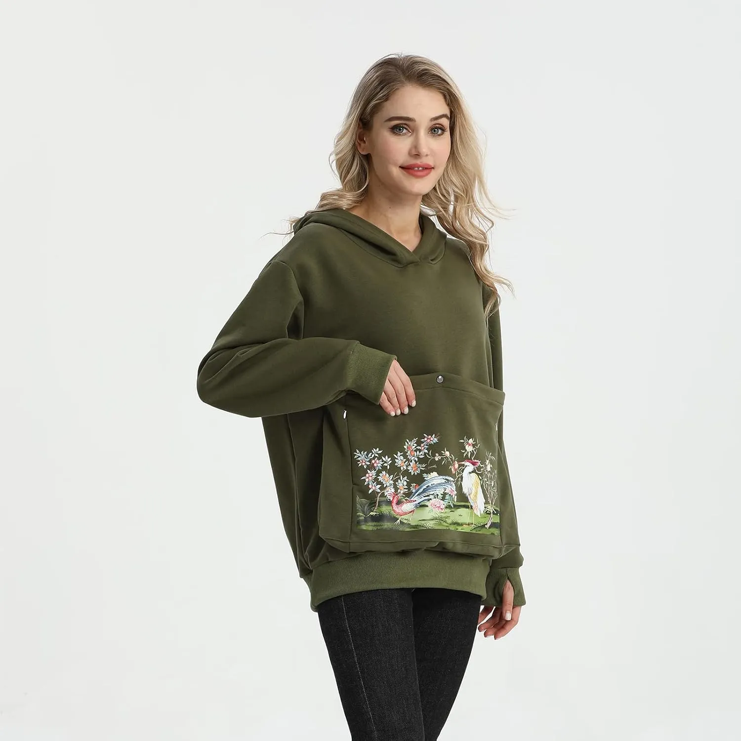 ALYC Cat Dog Carrier Hoodie Big Pet Pouch Sweatshirt Puppy Kitten Holder Pullover Top Graphic Print Kangaroo Hoodies