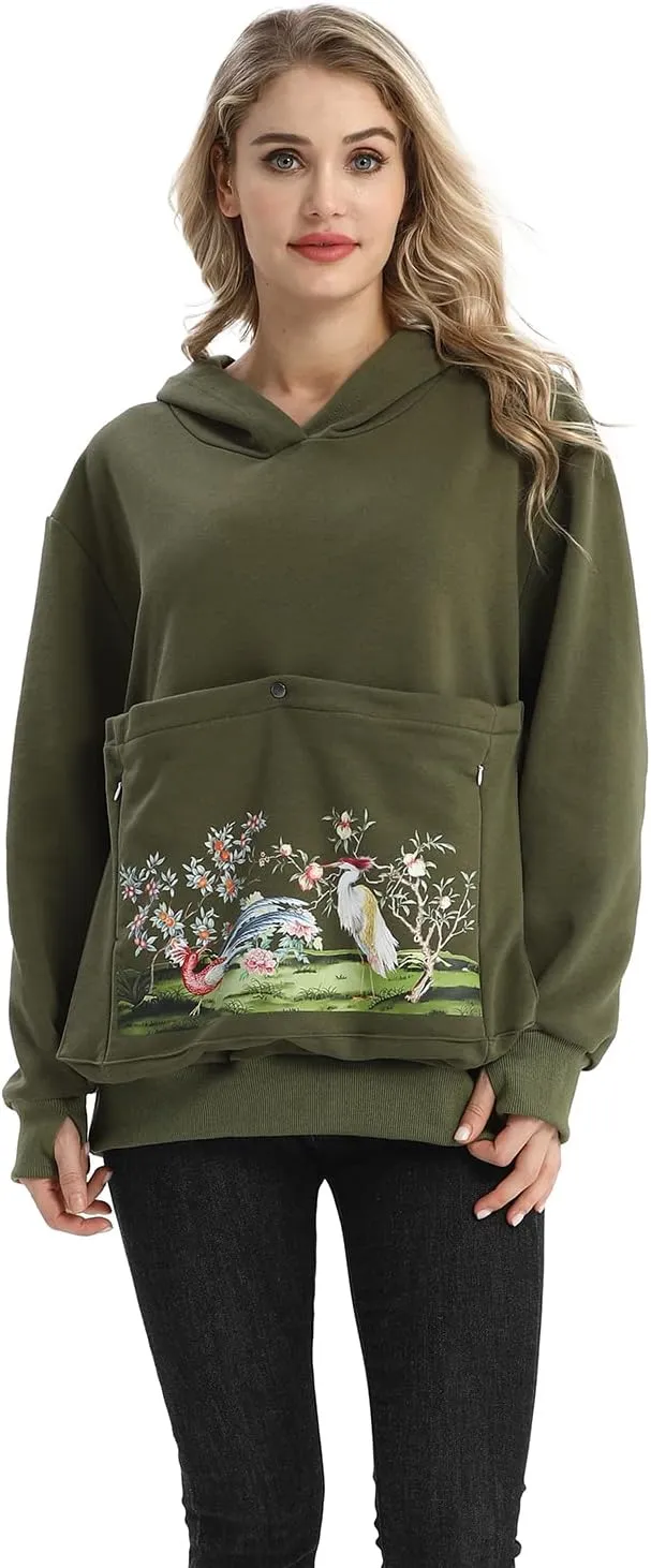 ALYC Cat Dog Carrier Hoodie Big Pet Pouch Sweatshirt Puppy Kitten Holder Pullover Top Graphic Print Kangaroo Hoodies