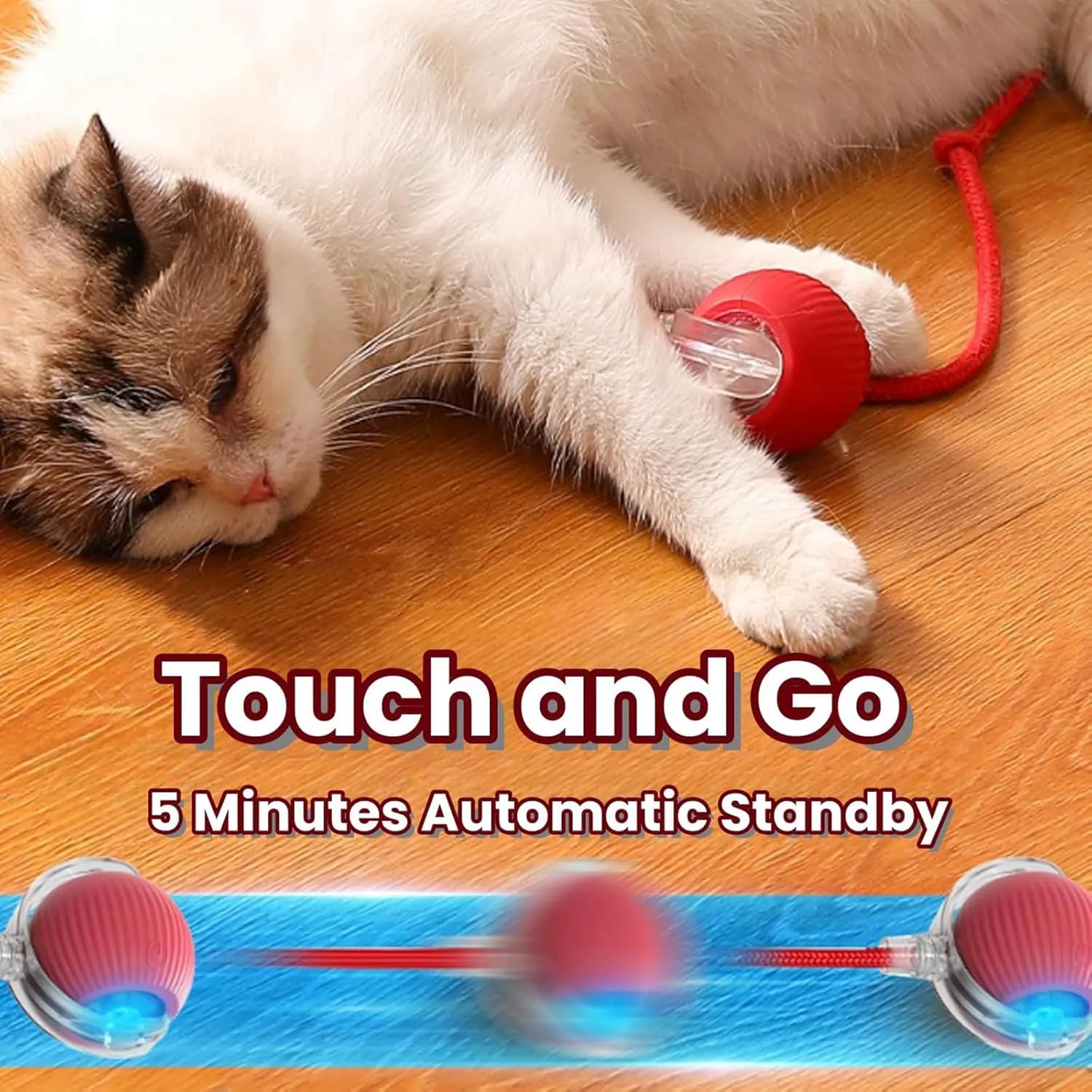 Ascoly Pet Ball, Ascoly Cat Toy, Smart Interactive Electric 360 Automatic Rolling Ball with Teasing Tail, Rechargeable Obstacle Avoidance and Motion Activated for Bored Cats & Dogs (A-Gray Yellow)