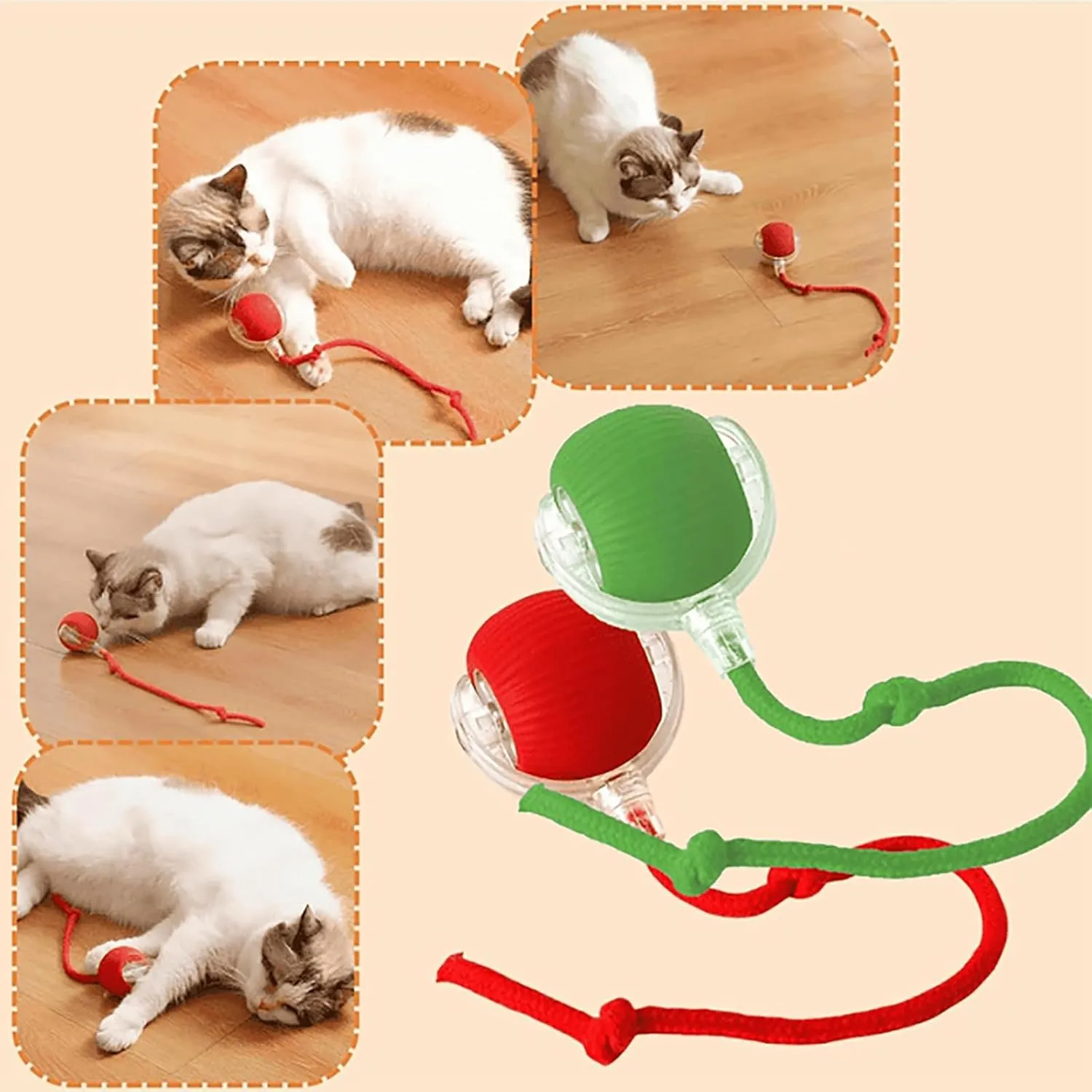 Ascoly Pet Ball, Ascoly Cat Toy, Smart Interactive Electric 360 Automatic Rolling Ball with Teasing Tail, Rechargeable Obstacle Avoidance and Motion Activated for Bored Cats & Dogs (A-Gray Yellow)