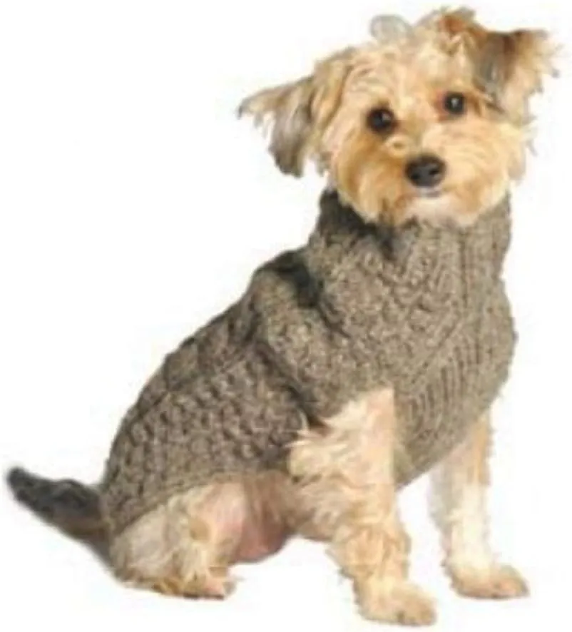 Chilly Dog Gray Cable Knit Dog Sweater (Large)