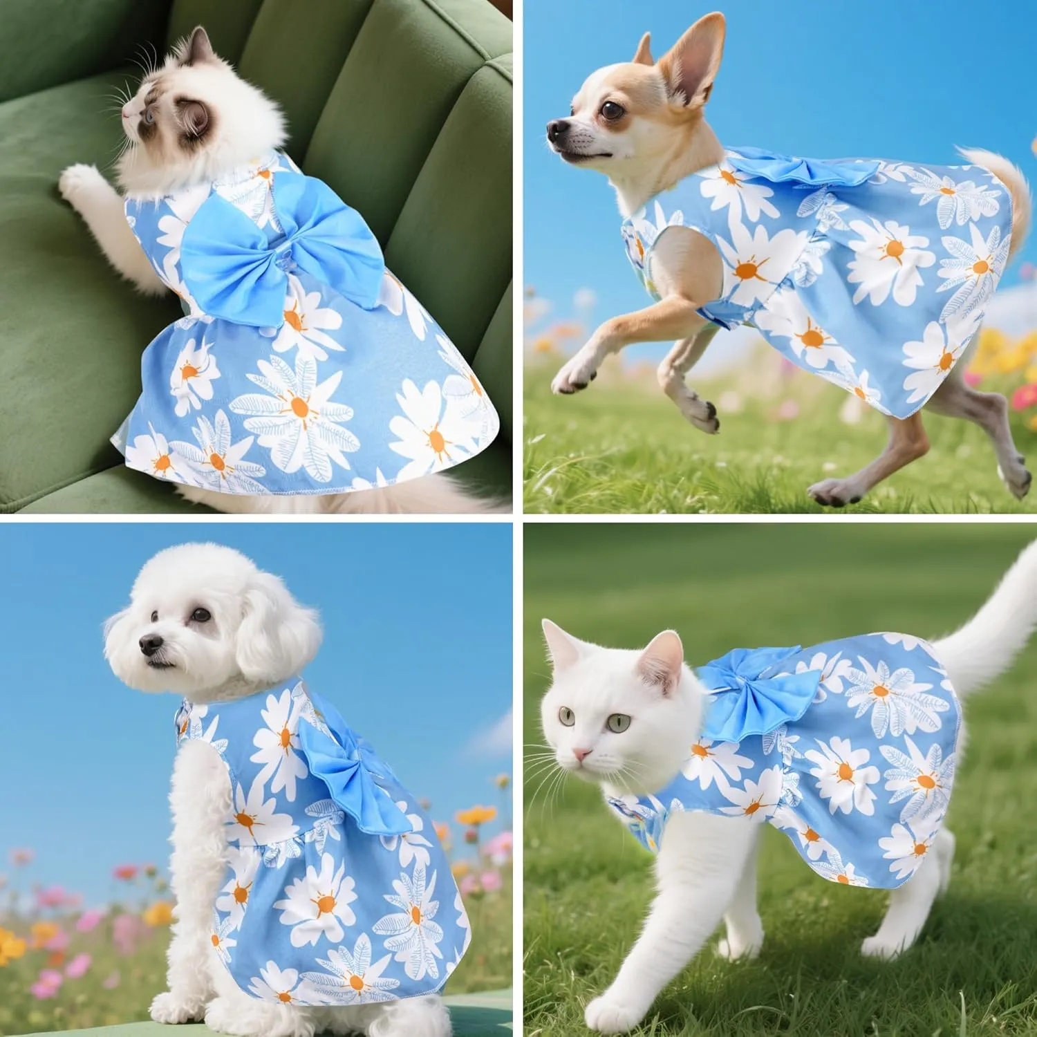 choyaxo Floral Dog Dress Cute Dog Skirt Pet Dress Summer Pet Clothes for Puppy Small Cats