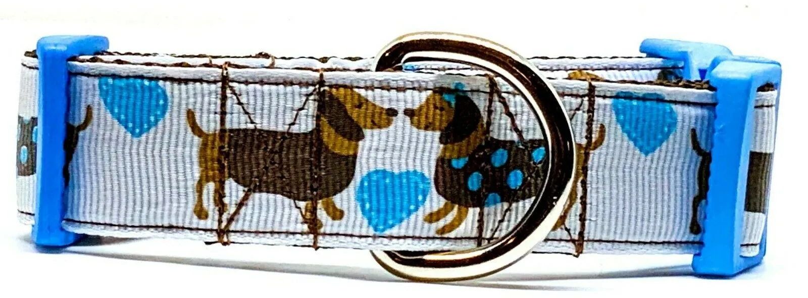 Dachshund dog collar handmade adjustable buckle collar 1" wide or leash Boy blue Petcollarshandmade