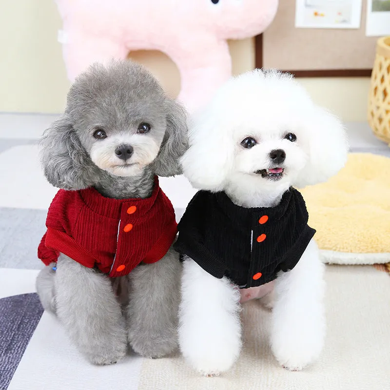 Dog Clothes Plus Velvet | Medium High Collar Chinese Dragon New Year Sweater for Teddy, French Bulldog, Golden Retriever, Schnauzer