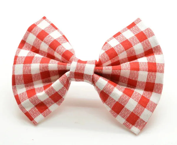 Dog Collar Accessory - Bow Tie - Gingham Check Red