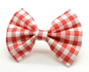 Dog Collar Accessory - Bow Tie - Gingham Check Red