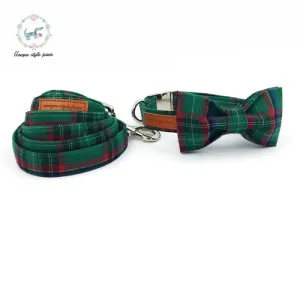 Dog Collar and Leash Set with Bow Tie