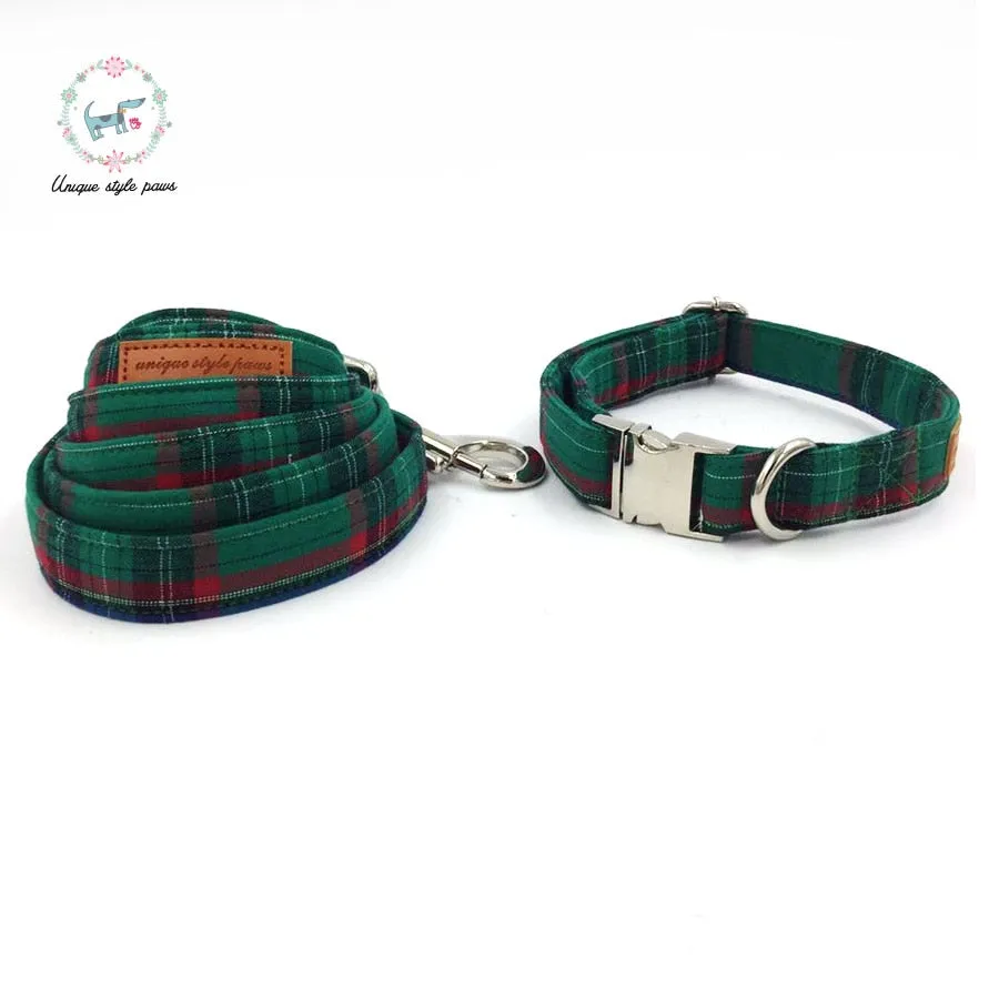 Dog Collar and Leash Set with Bow Tie