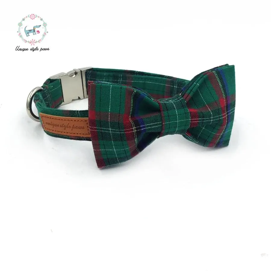Dog Collar and Leash Set with Bow Tie