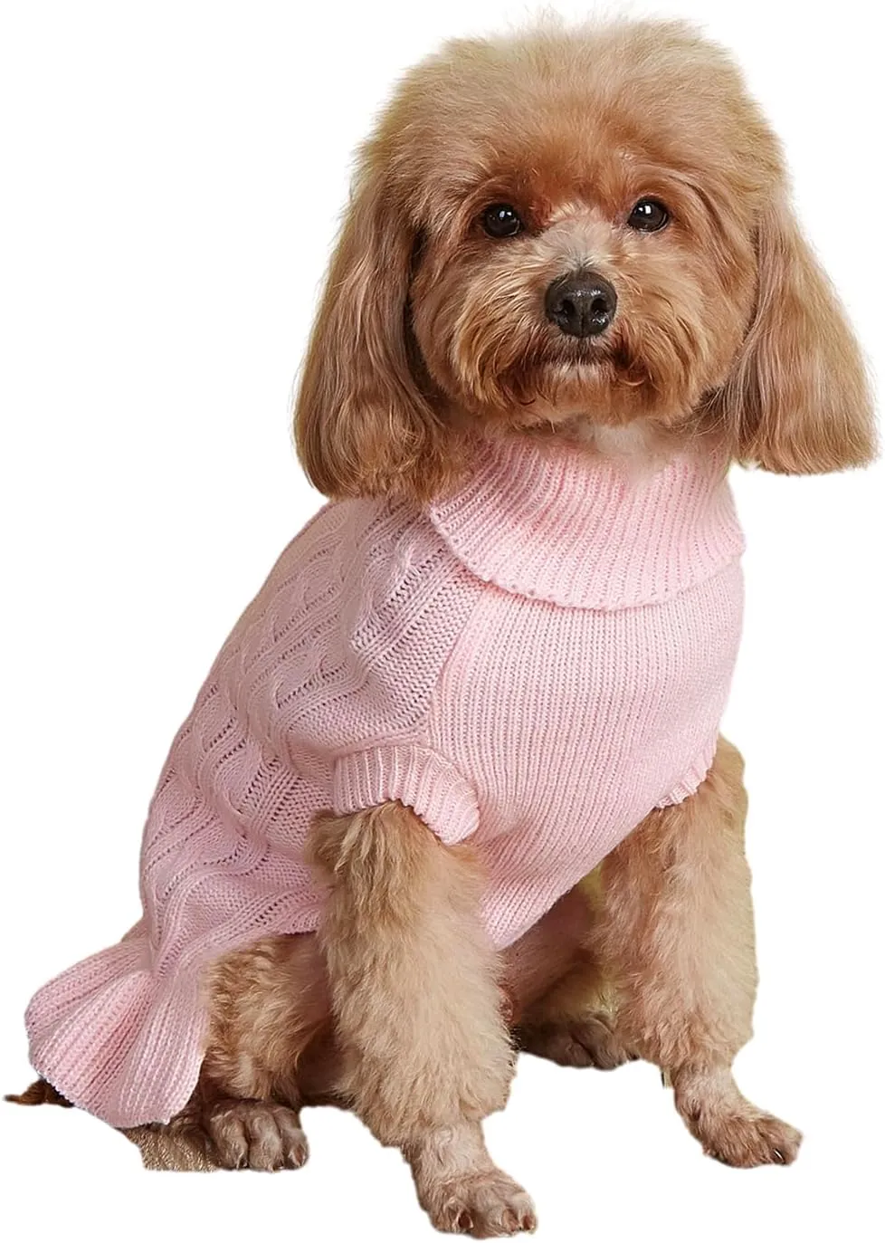 Dog Sweater, Dog Dress for Small Dogs Pet Sweaters Cold Weather Cable Knitwear, Cute Knitted Classic Cat Sweater Warm Dog Clothes Coat for Girls Dog Puppy Cat (Pink, Large)