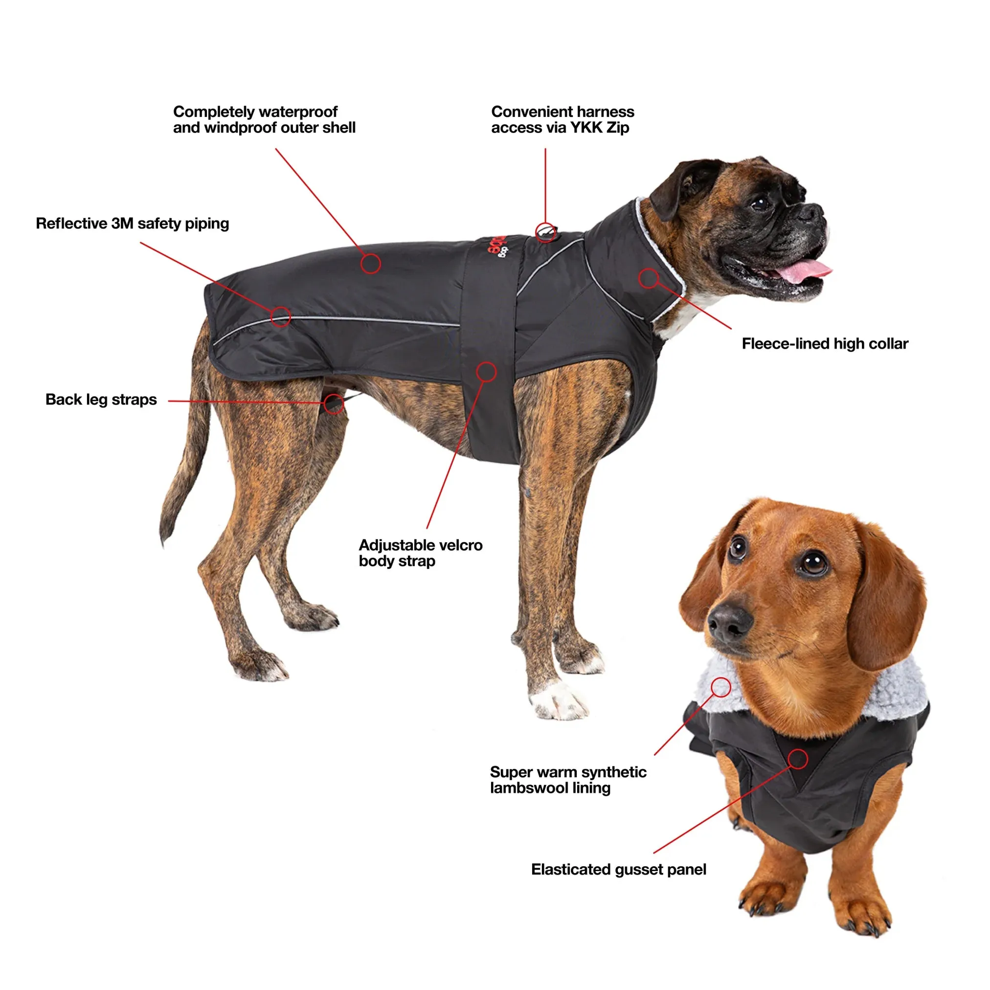 Dryrobe Dog/ Pet Jacket - Black/ Red