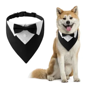 Elegant Adjustable Dog Tuxedo Collar with Bow Tie for Special Occasions