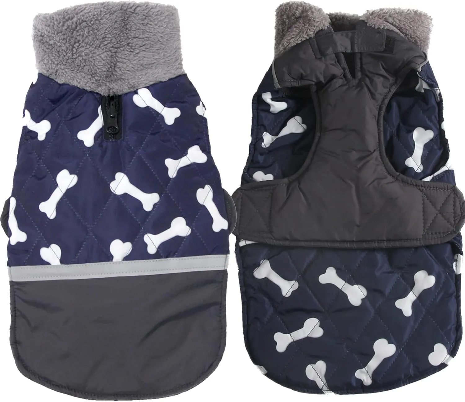 Fleece Collar Reversible Dog Coats for Small Dogs Waterproof Warm Puppy Jacket for Cold Winter,Blue XS