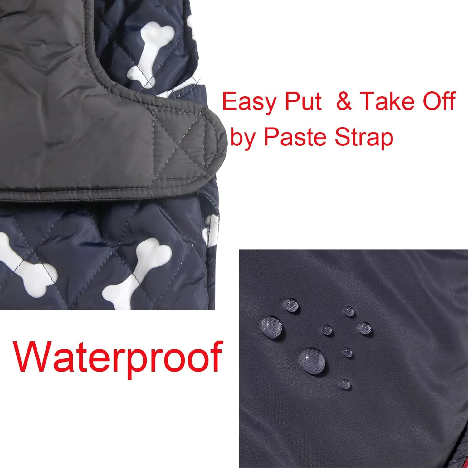 Fleece Collar Reversible Dog Coats for Small Dogs Waterproof Warm Puppy Jacket for Cold Winter,Blue XS
