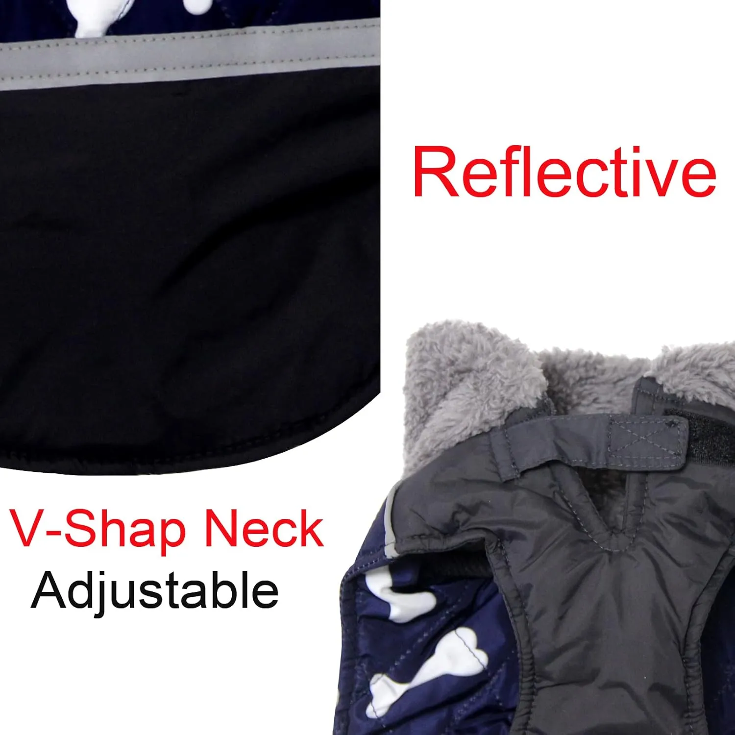Fleece Collar Reversible Dog Coats for Small Dogs Waterproof Warm Puppy Jacket for Cold Winter,Blue XS