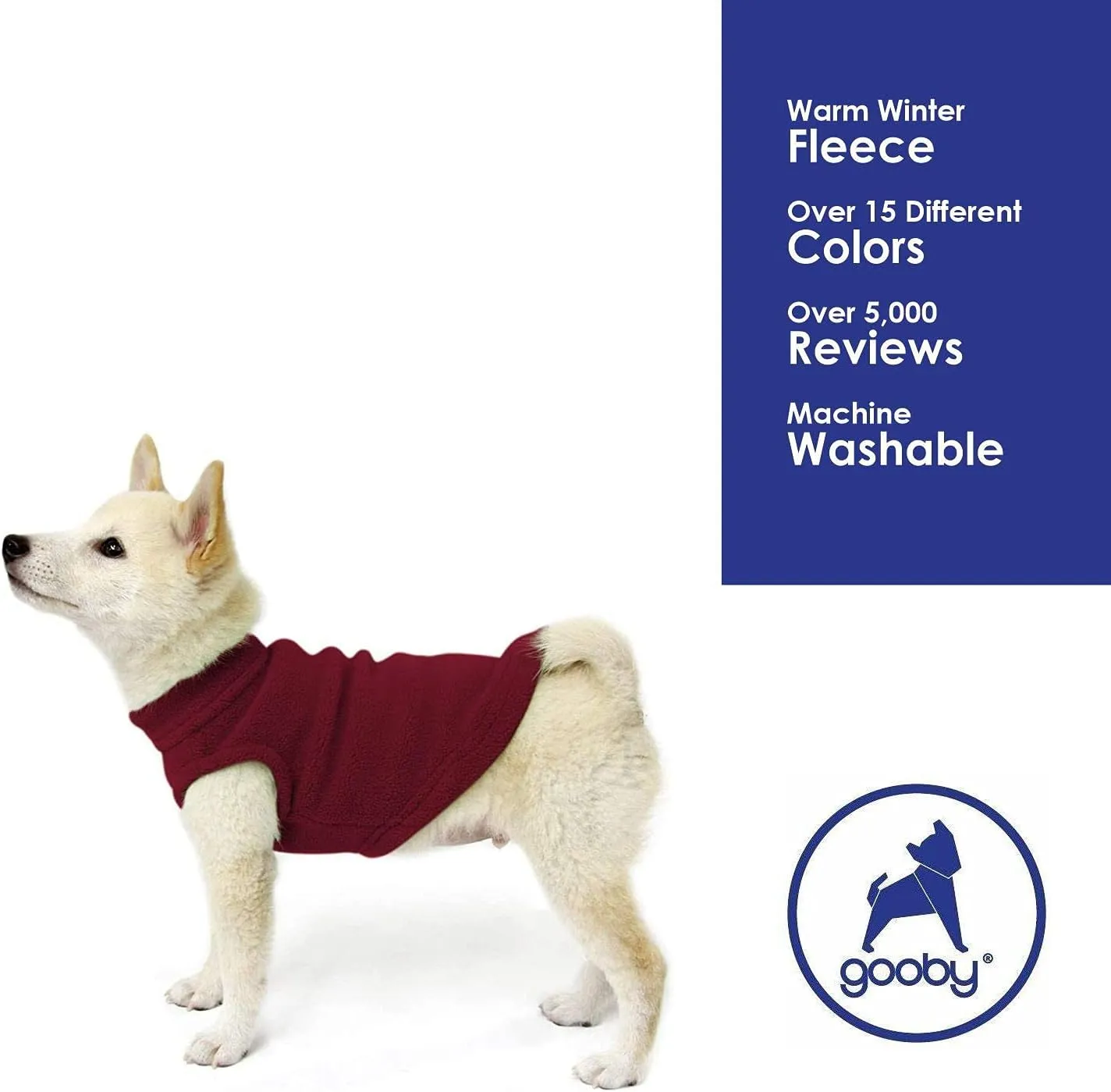 Gooby - Stretch Fleece Vest, Pullover Fleece Vest Jacket Sweater for Dogs, Burgundy, Medium