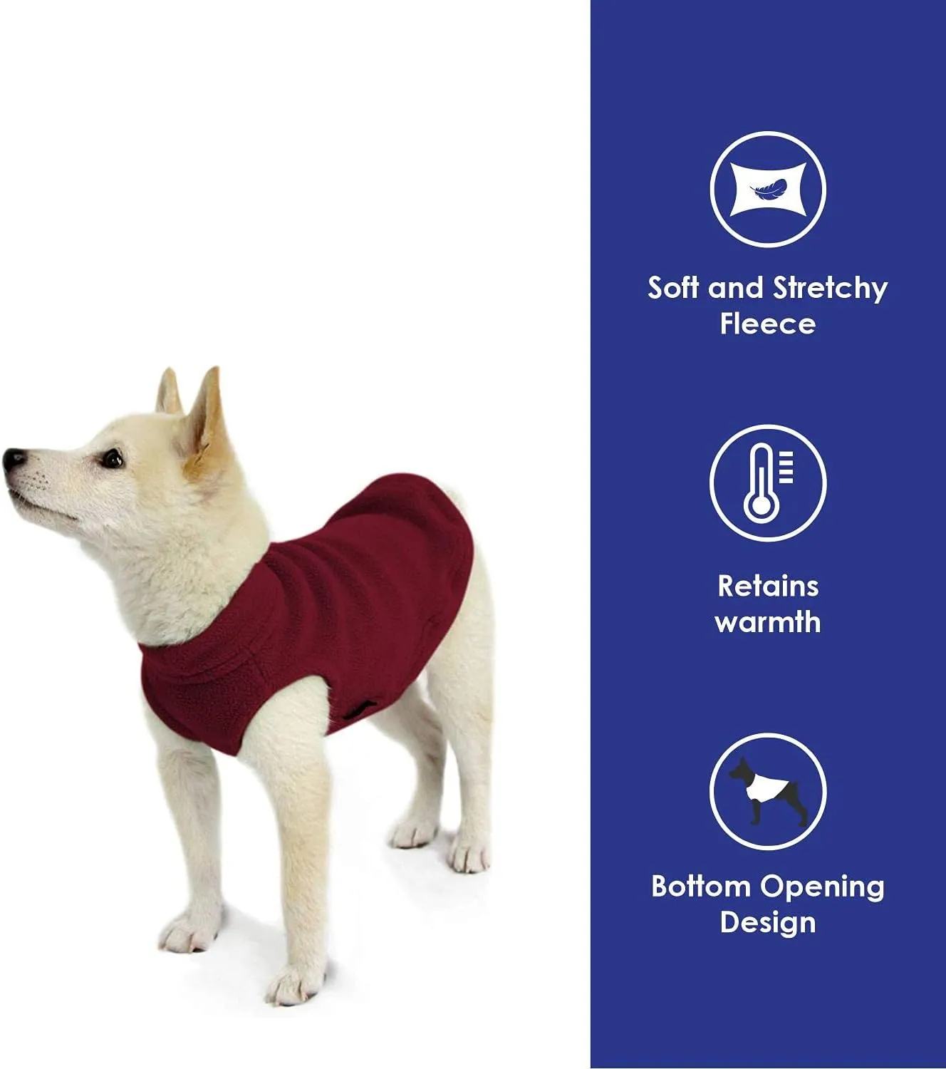 Gooby - Stretch Fleece Vest, Pullover Fleece Vest Jacket Sweater for Dogs, Burgundy, Medium