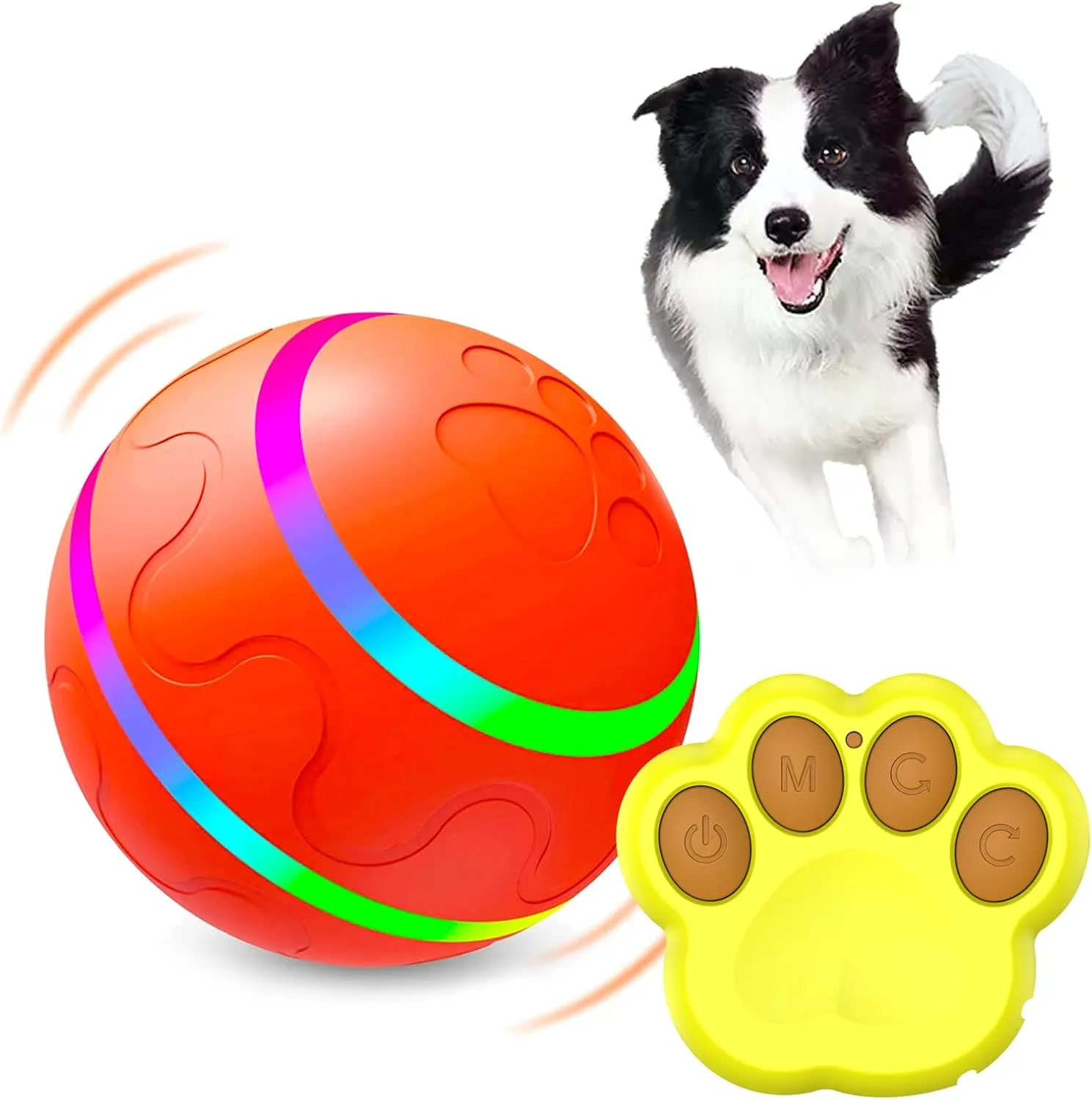 GUSSLM 2024 New Upgrade Interactive Dog Toy - Auto Active Rolling Ball, Rechargeable Self Rolling Ball Dog Toy with 2 Modes, Motion Activated Remote Control - Orange