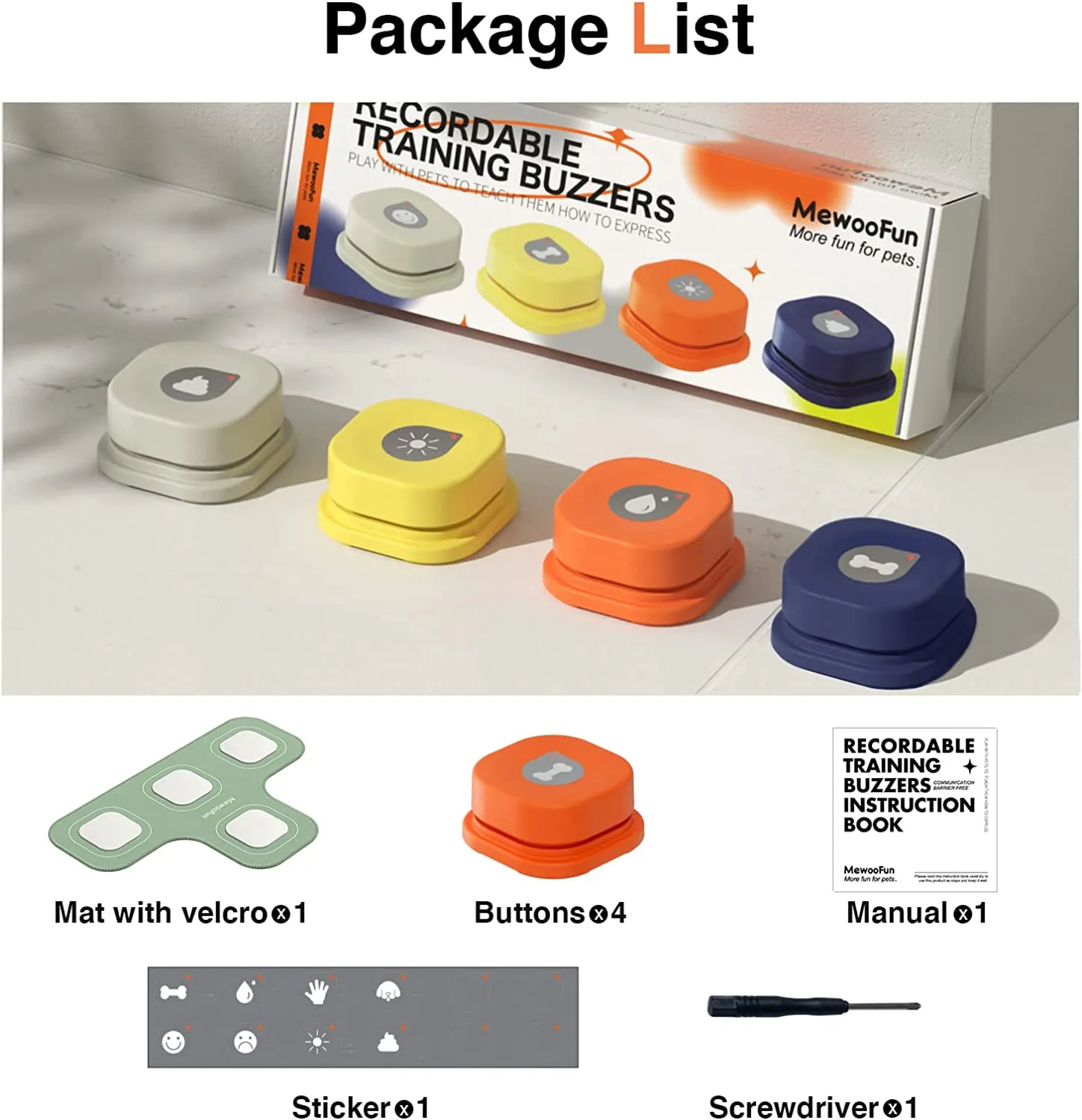 Interactive Talking Pet Toy: Dog Button Record, Vocal Training, Bell Ringer, and Easy-To-Use with Pad and Sticker
