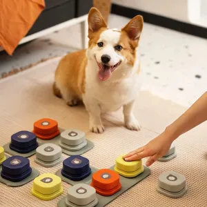 Interactive Talking Pet Toy: Dog Button Record, Vocal Training, Bell Ringer, and Easy-To-Use with Pad and Sticker