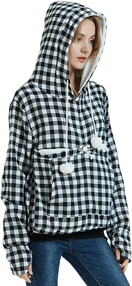 Jomago Womens Pet Carrier Thin Hoodies Kitten Puppy Pouch Shirts Animal Holder Hood Long Sleeve Sweatshirt
