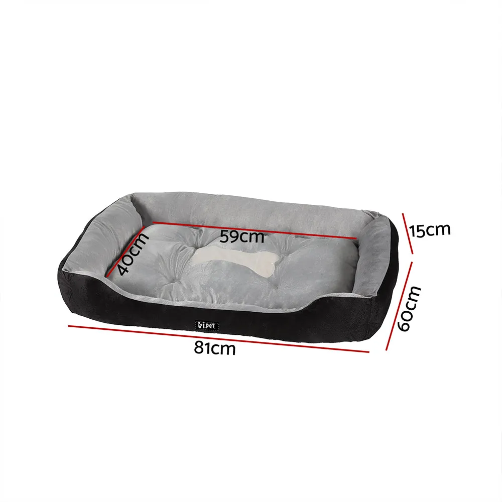 LARGE Dog Beds Pet Calming Soft Sleeping Comfy Plush Mat Cave Washable - Black