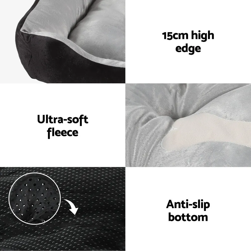 LARGE Dog Beds Pet Calming Soft Sleeping Comfy Plush Mat Cave Washable - Black
