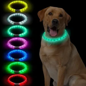 LED Multi-Color Dog Collar, Rechargeable 7 Colors Changing Light Up Dog Collar, Dog Lights Make Pet Visible and Safety for Night WalkingOutdoor, Camping, for Small Medium Large Dogs by NOVKIN