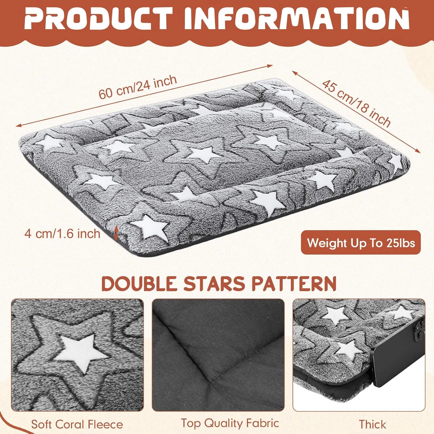Namalu 2 Pcs Dog Crate Pad Cat Bed Mat Reversible Cool and Warm Soft Stylish Pet Sleeping Mat Machine Pattern Washable Crate Kennel Pad Bed for Cats Puppy Small Dogs Medium Pet(18 x 24 Inch)