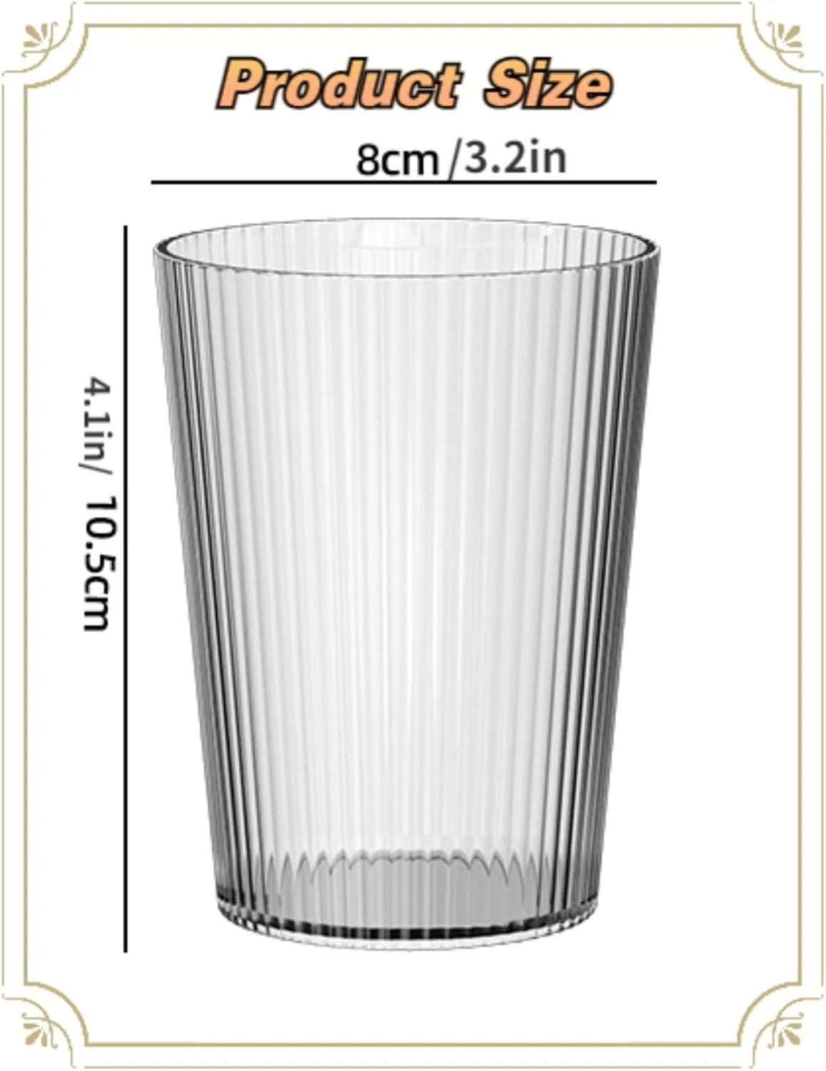 Nipogear Transparently PET Water GlassesWater Glasses Set of 2,Stackable Glasses,Toothbrush Cup,Bathroom AccessoriesCan Be Placed in The Dishwasher for Cleaning (Orange,2pcs)