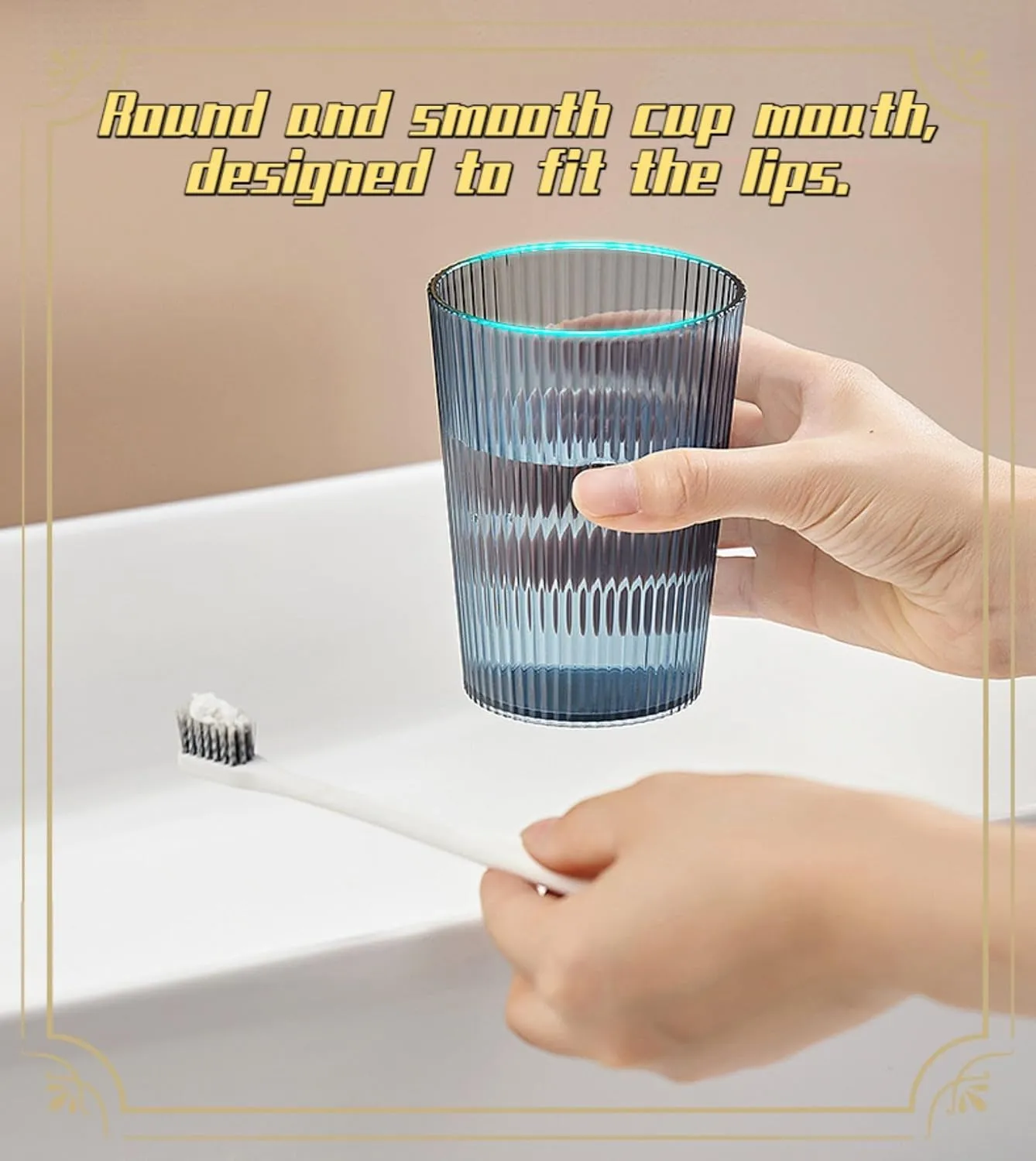 Nipogear Transparently PET Water GlassesWater Glasses Set of 2,Stackable Glasses,Toothbrush Cup,Bathroom AccessoriesCan Be Placed in The Dishwasher for Cleaning (Orange,2pcs)