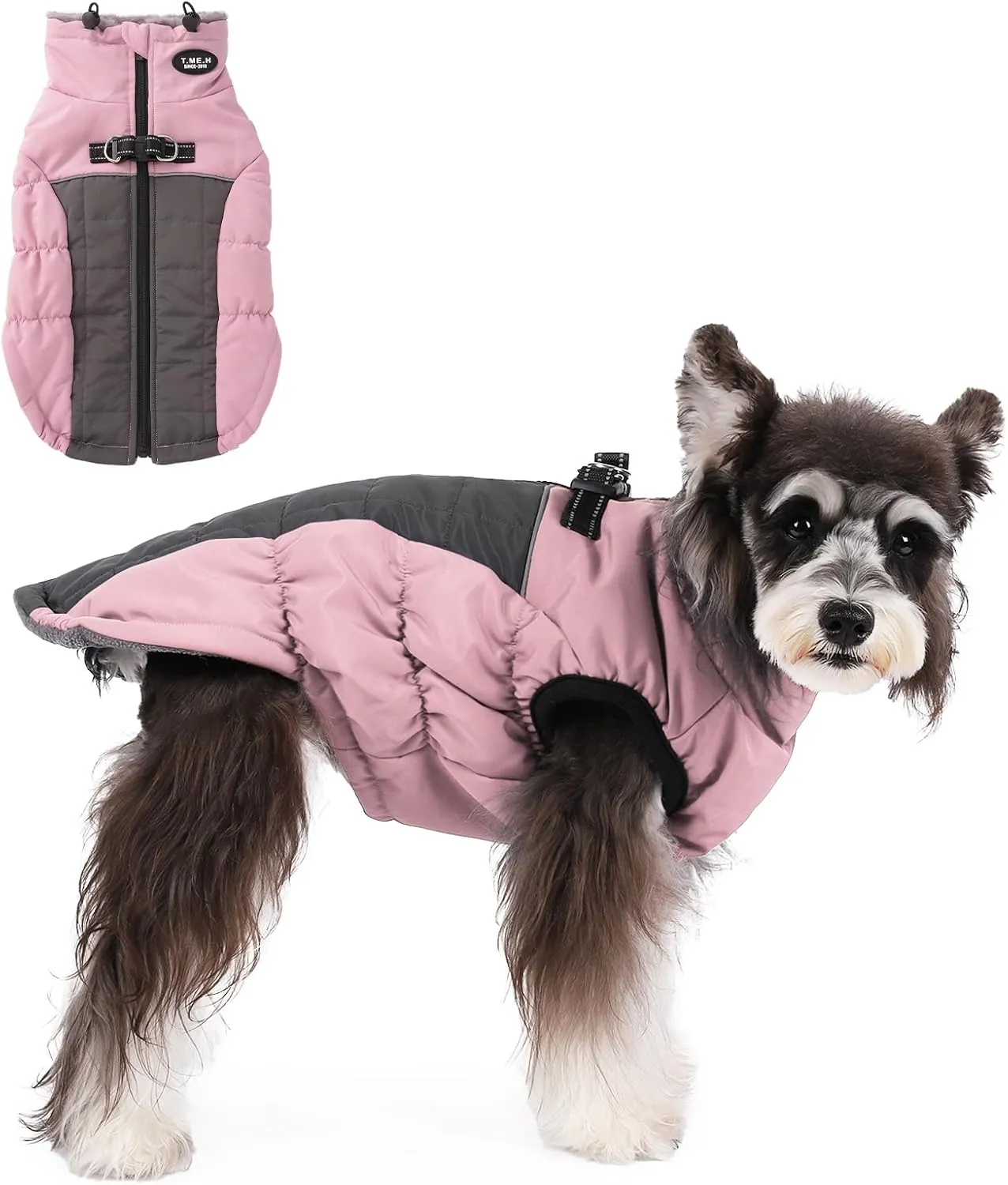 Norbi Winter Coat, Warm Reflective Waterproof Turtleneck Cozy Dog Jacket (Large, Pink)