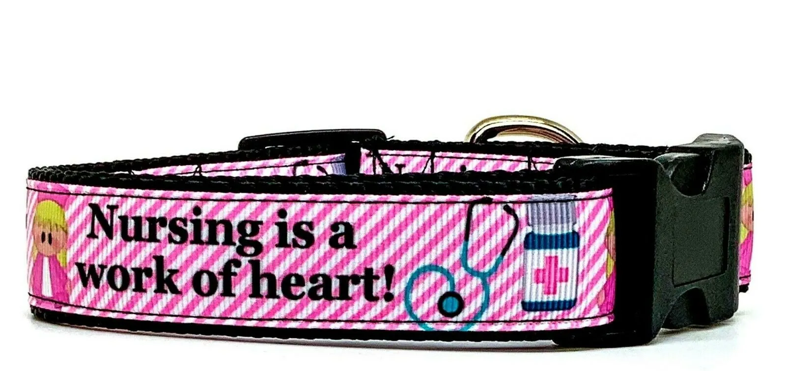 Nursing dog collar handmade adjustable buckle collar 1" wide or leash Petcollarshandmade