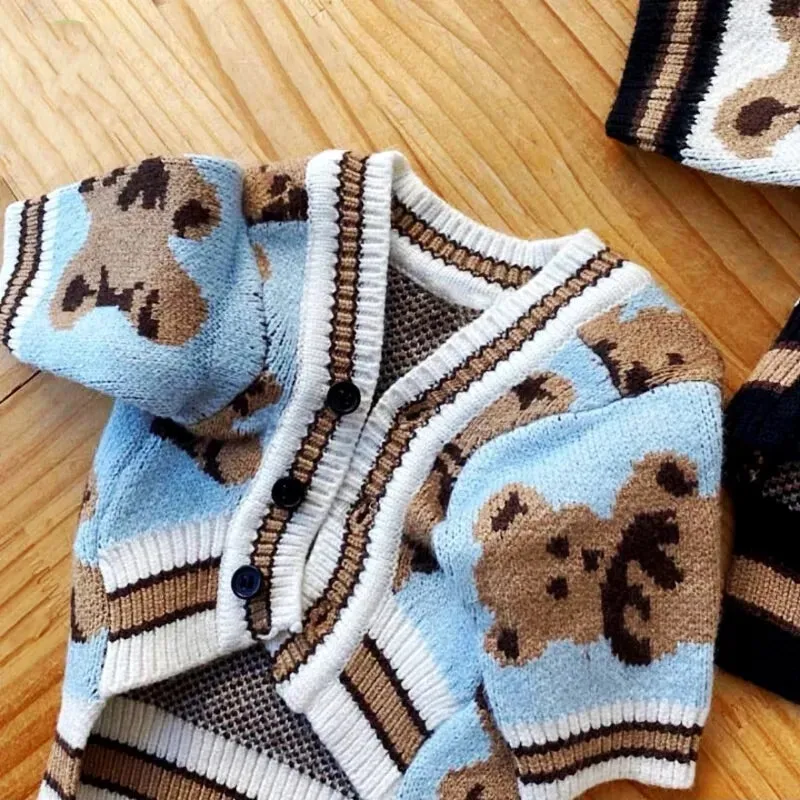 Pet Couture Elegance: Luxury Dog Clothes - Striped Cardigan Sweater for Chihuahua, Bichon Frise, and Small Breeds - Warm Coat with Pet Accessories for Stylish Canine and Feline Outfits