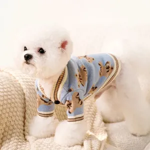 Pet Couture Elegance: Luxury Dog Clothes - Striped Cardigan Sweater for Chihuahua, Bichon Frise, and Small Breeds - Warm Coat with Pet Accessories for Stylish Canine and Feline Outfits