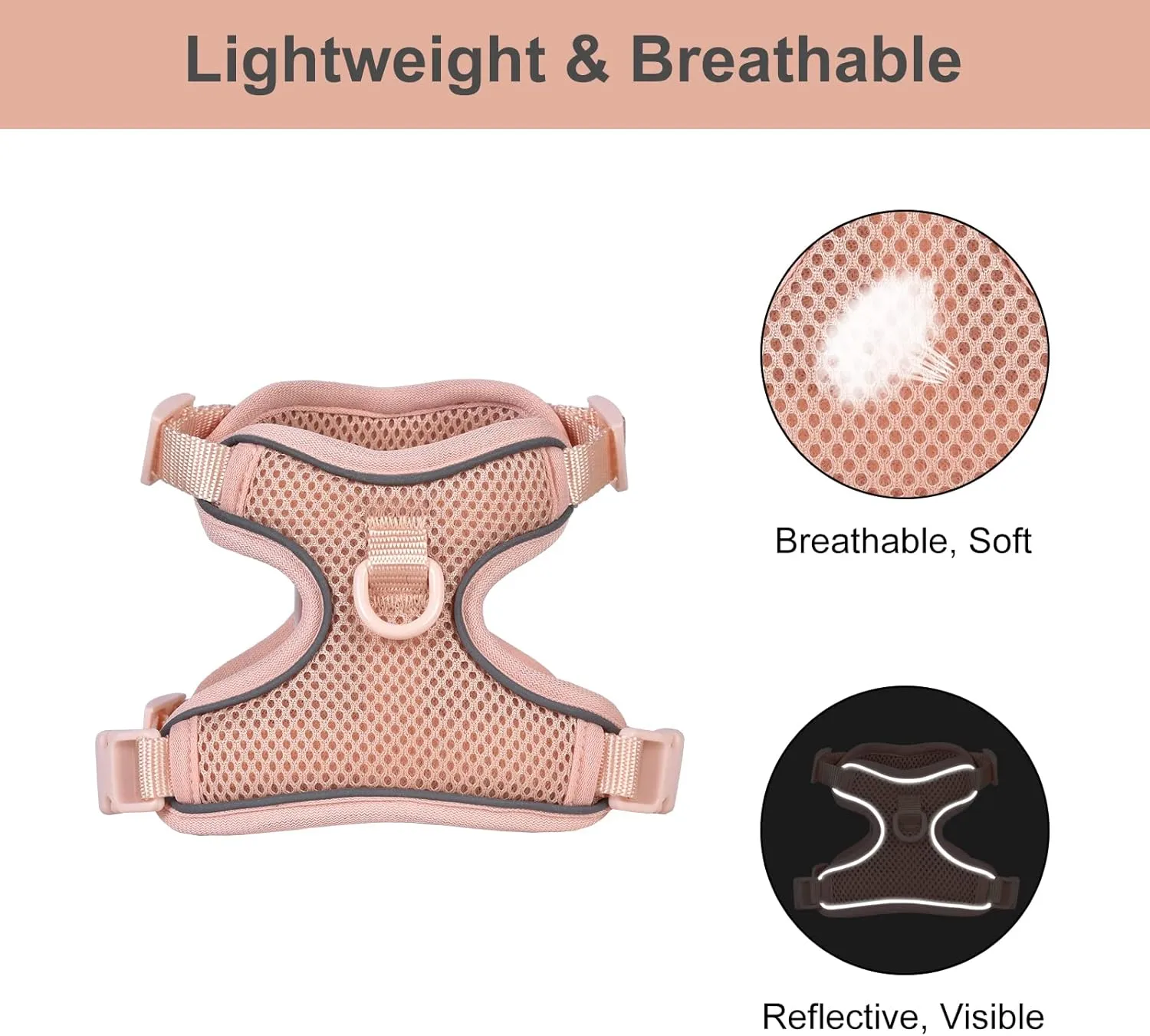 Petmolico Cat Harness and Leash, Escape Proof Breathable Mesh Kitten Vest Harness Leash Set for Travel Outdoor Walking, Pink Medium