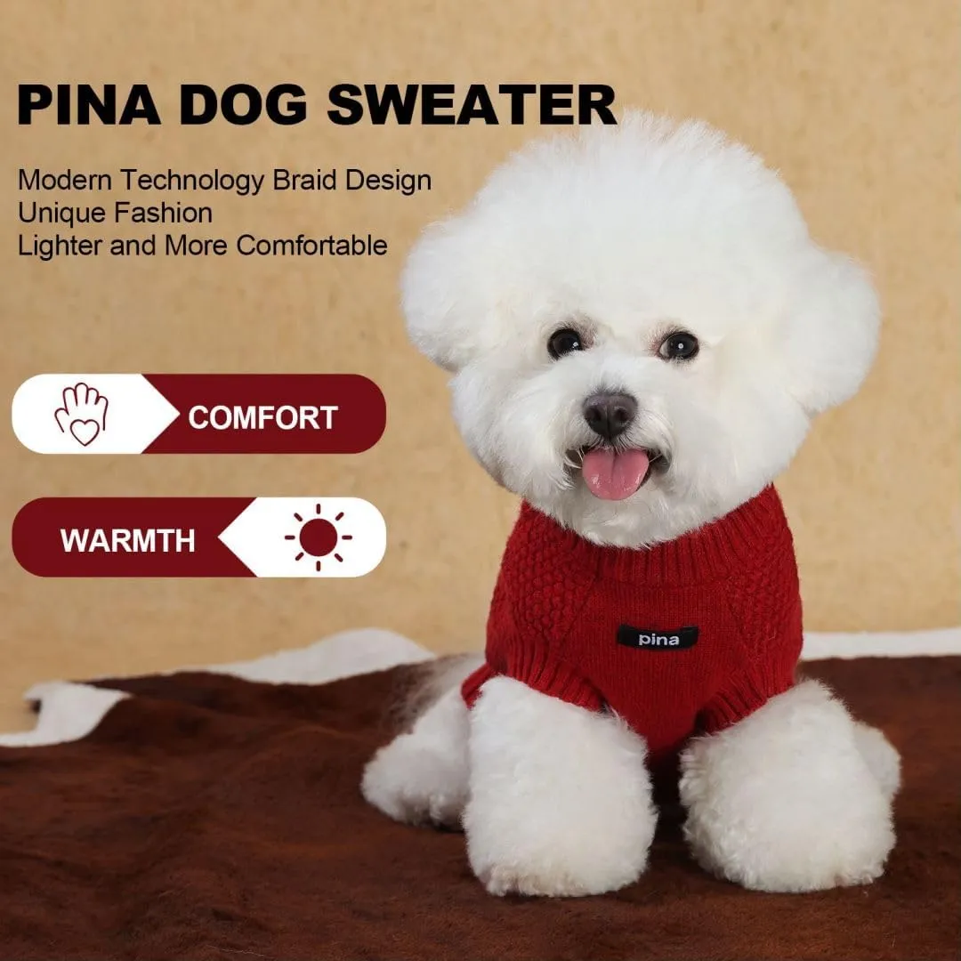 PINA Dog Sweater, Knitted Dog Sweater for Cold Weather, Dog Pullover Sweater Classic Warm Windproof, Puppy Sweater Winter Clothes for Small Medium Large Dogs