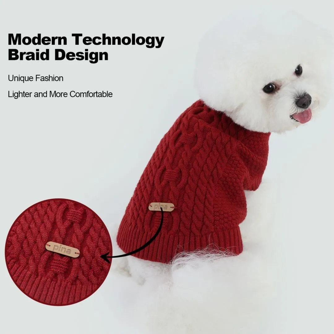 PINA Dog Sweater, Knitted Dog Sweater for Cold Weather, Dog Pullover Sweater Classic Warm Windproof, Puppy Sweater Winter Clothes for Small Medium Large Dogs