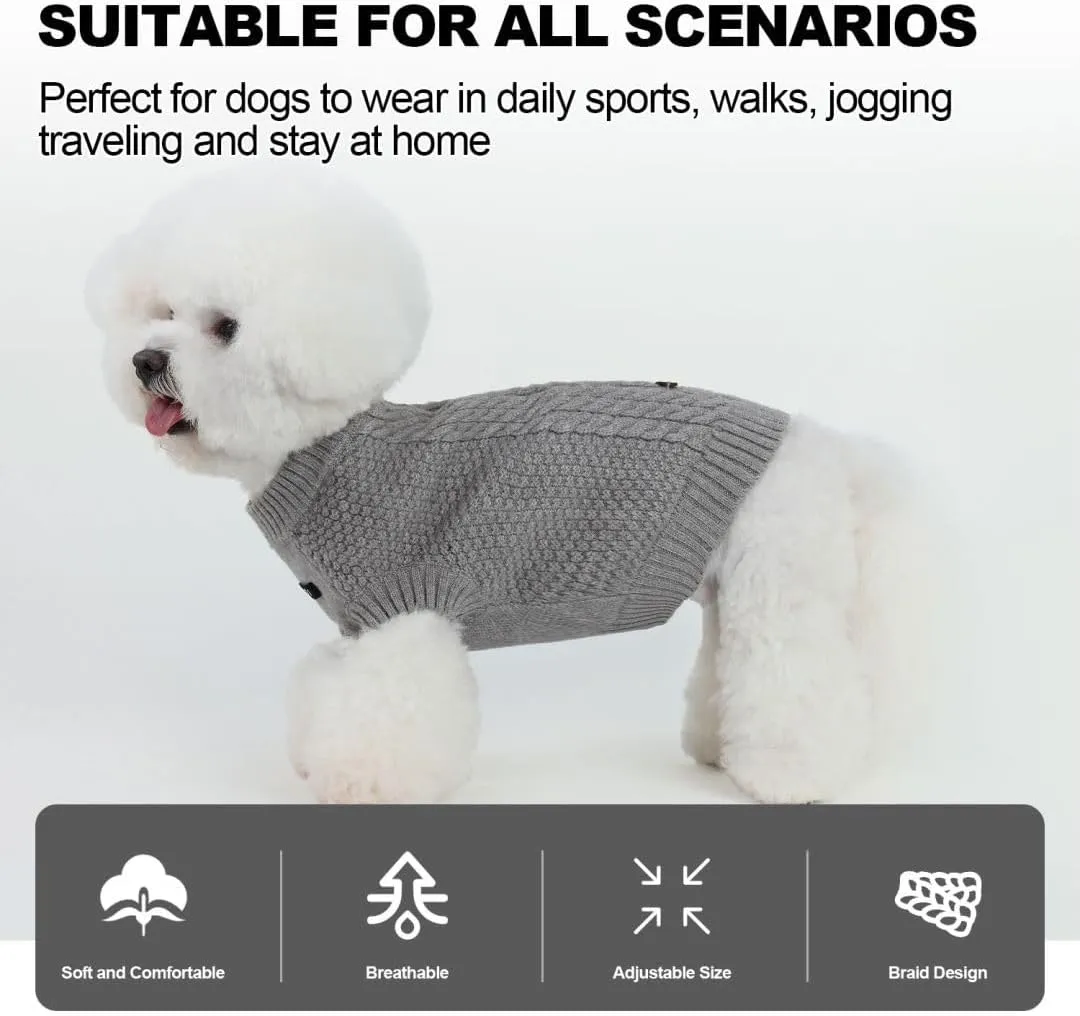 PINA Dog Sweater, Knitted Dog Sweater for Cold Weather, Dog Pullover Sweater Classic Warm Windproof, Puppy Sweater Winter Clothes for Small Medium Large Dogs